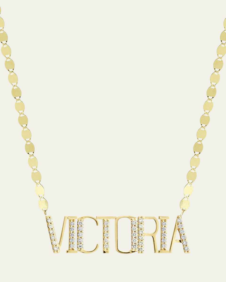 Gold Personalized Eight-Letter Pendant Necklace w/ Diamonds